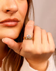 Floating Ring, East West Oval Aquamarine Ring 14k Gold, Large Aquamarine Ring w Thick Band