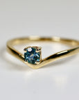 Blue Montana Sapphire V Shaped Ring 14k White Gold