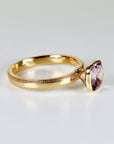 Cushion Cut Rose de France Amethyst Ring 10k Gold, Bezel Set Solitaire Engagement Ring