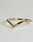14k Solid Gold Dainty V Diamond Wedding Band