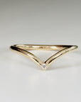 14k Solid Gold Dainty V Diamond Wedding Band