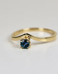 Blue Montana Sapphire V Shaped Ring 14k White Gold