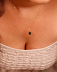 Green Tourmaline Necklace 14k Solid Gold with Diamond Bail