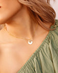 Actual Handwriting Disk Necklace, Kids Name Gold Pendant