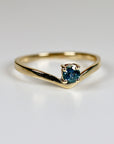 Blue Montana Sapphire V Shaped Ring 14k White Gold