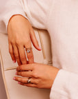 Floating Ring, East West Oval Aquamarine Ring 14k Gold, Large Aquamarine Ring w Thick Band