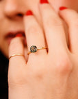 Round Olive Green Tourmaline Engagement Ring 10k Solid Gold