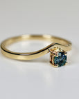 Blue Montana Sapphire V Shaped Ring 14k White Gold