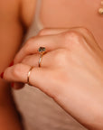 Round Olive Green Tourmaline Engagement Ring 10k Solid Gold