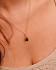 Green Tourmaline Necklace 14k Solid Gold with Diamond Bail