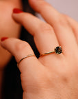 Round Olive Green Tourmaline Engagement Ring 10k Solid Gold