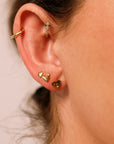 Sweetheart Solid Gold Earrings, Internally Threaded Flat Back Earrings