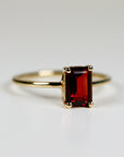 14k Gold Emerald Cut Garnet Ring