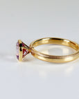 Cushion Cut Rose de France Amethyst Ring 10k Gold, Bezel Set Solitaire Engagement Ring