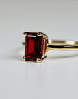 14k Gold Emerald Cut Garnet Ring
