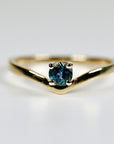 Blue Montana Sapphire V Shaped Ring 14k White Gold