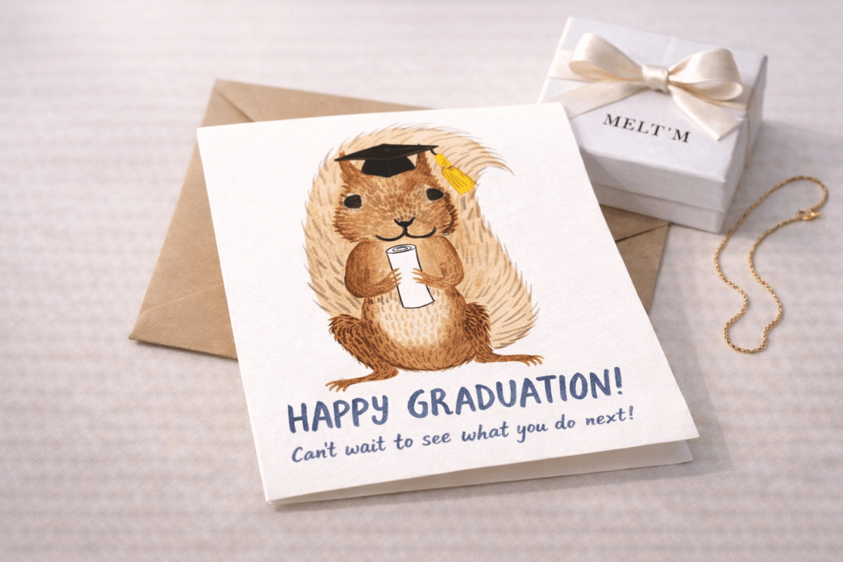 Happy Graduation Notecard – Graduation Greeting Card with Kraft Envelope