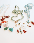 Moss Aquamarine Nugget Necklace, Gemstone Beads on Hand Knotted Silk Cord - Melt'm Jewelry