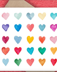 Watercolor Hearts Notecard – Blank Greeting Card with White Envelope - Melt'm Jewelry