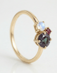 Dainty Cluster Gemstone Promise Ring with Alexandrite, Opal, Ruby - Melt'm Jewelry