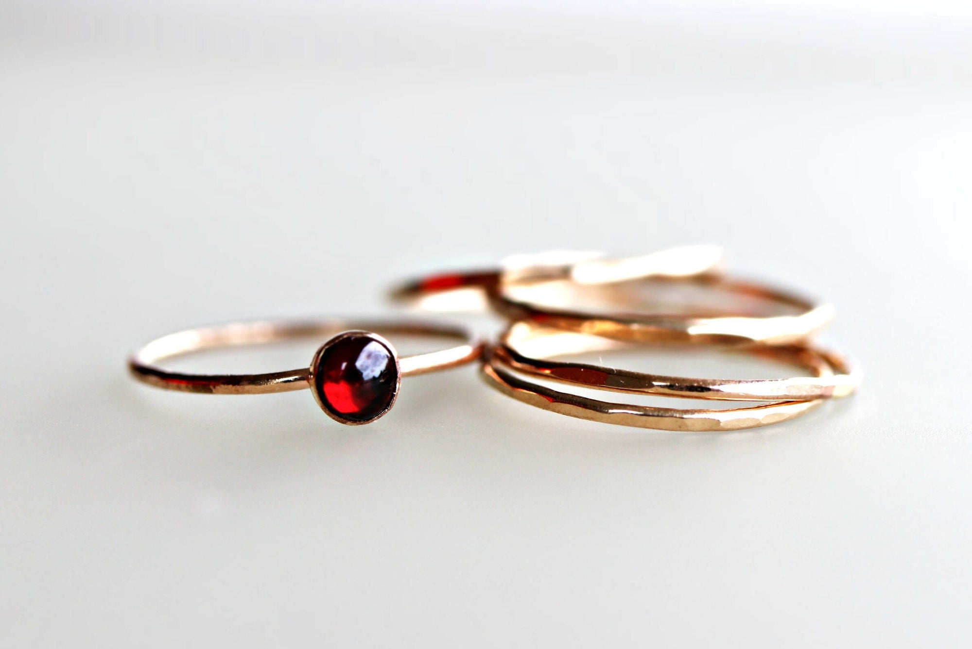 Minimalist Garnet Ring Gold Filled, Garnet Stacking Ring, Daughter Gift, January Birthstone Ring, Handmade Gemstone Ring, Heart Chakra Ring