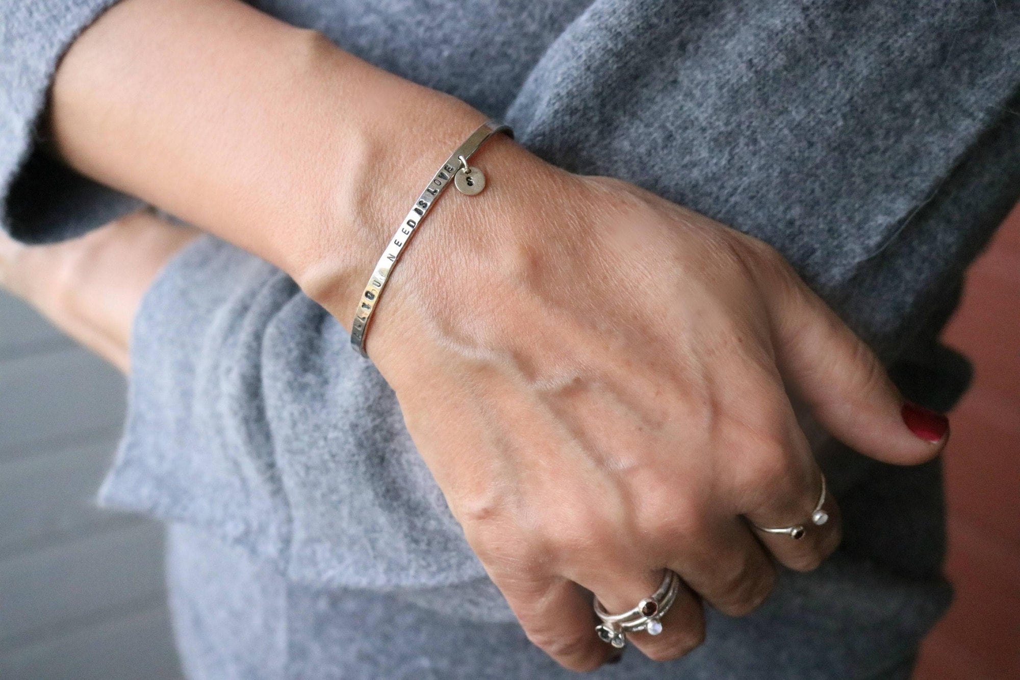Custom Coordinates Hand Stamped Cuff Bracelet