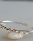 Thin Cuff Bracelet, Hammered Gold Open Bangle