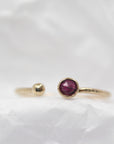 14k Gold Open Cuff Ruby Ring - Melt'm Jewelry