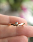 14k Gold Chevron Diamond Wedding Band Ring