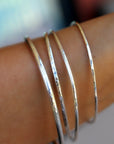 Hammered Sterling Silver Cuff Bracelet - Open Bangle - Melt'm Jewelry