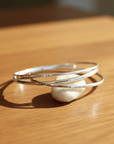 Hammered Sterling Silver Cuff Bracelet - Open Bangle - Melt'm Jewelry
