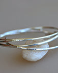 Hammered Sterling Silver Cuff Bracelet - Open Bangle - Melt'm Jewelry