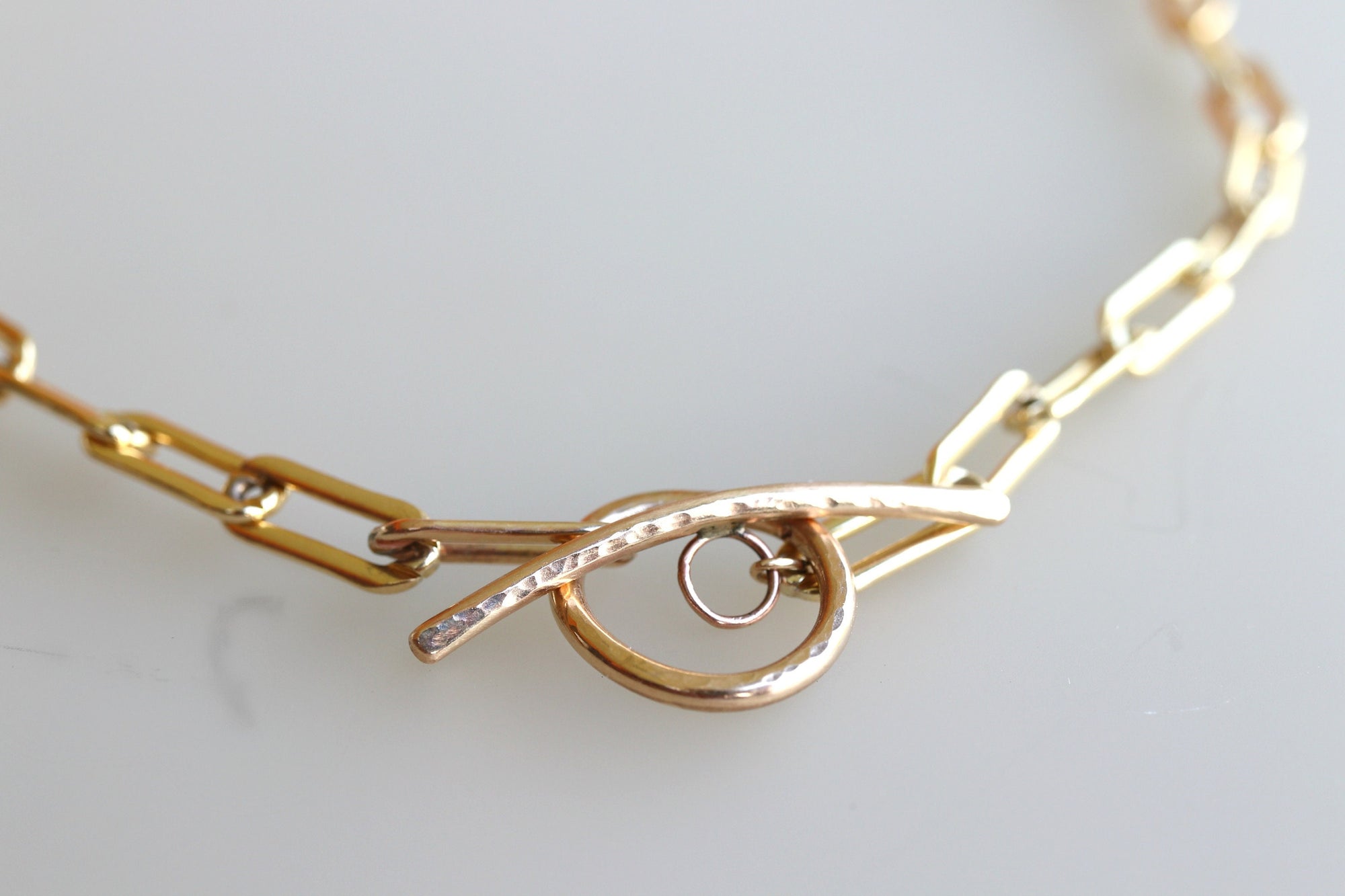 Gold Chunky Elongated Rectangle Chain Necklace, Toggle Layering Necklace