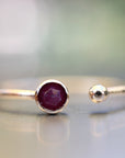 14k Gold Open Cuff Ruby Ring - Melt'm Jewelry