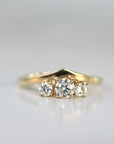 Chevron Wedding Band Three Stone Diamond Ring