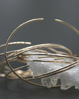 Thin Cuff Bracelet, Hammered Gold Open Bangle