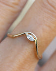 Curved Wedding Ring, Marquise Diamond Gold Band