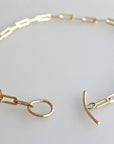 Gold Chunky Elongated Rectangle Chain Necklace, Toggle Layering Necklace