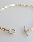 Gold Chunky Elongated Rectangle Chain Necklace, Toggle Layering Necklace