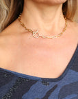 Gold Chunky Elongated Rectangle Chain Necklace, Toggle Layering Necklace