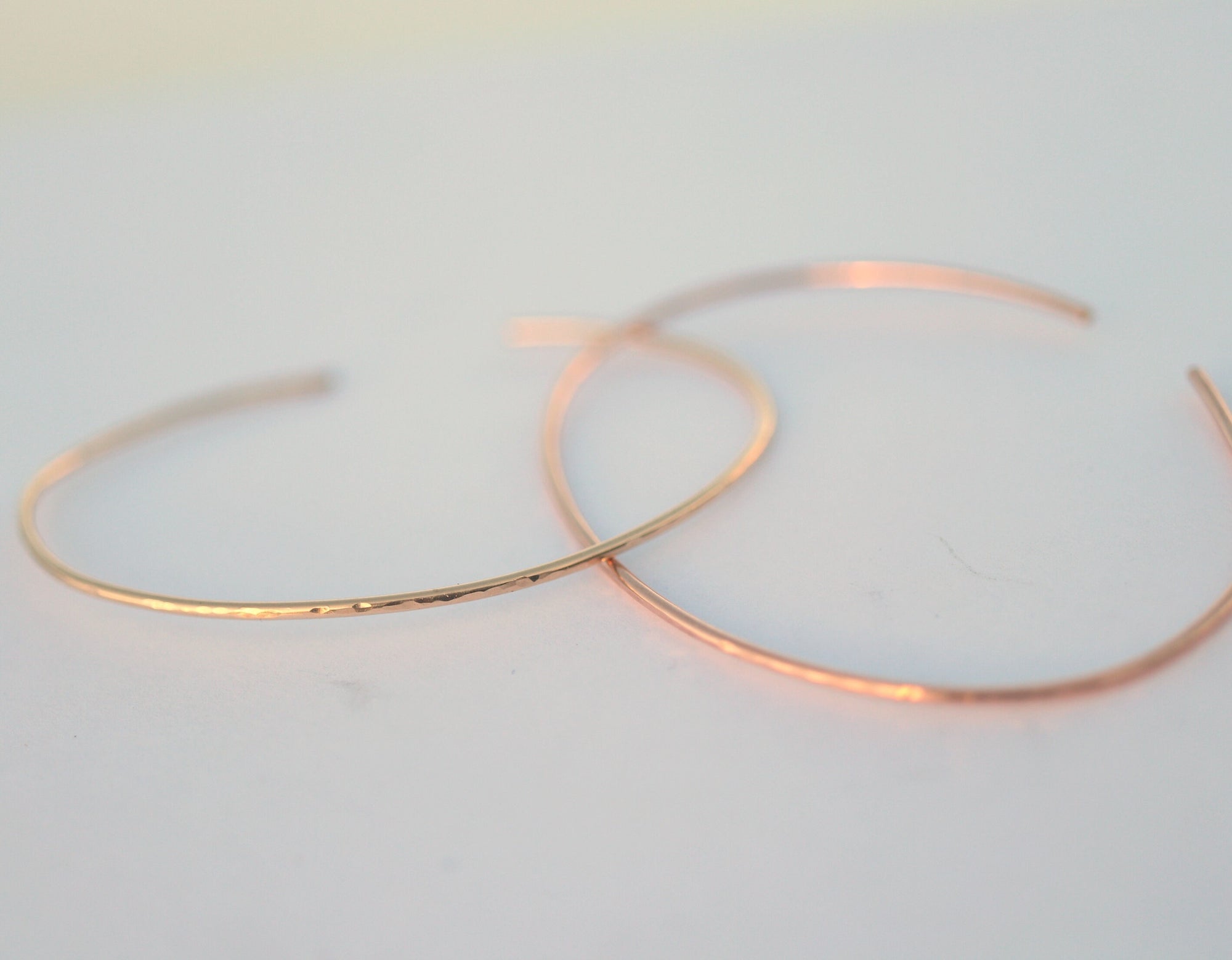 Thin Cuff Bracelet, Hammered Gold Open Bangle