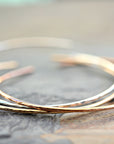 Thin Cuff Bracelet, Hammered Gold Open Bangle