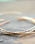 Thin Cuff Bracelet, Hammered Gold Open Bangle