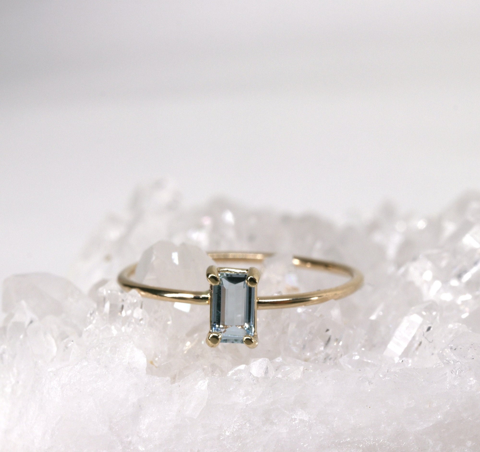 Emerald Cut Aquamarine Engagement Ring