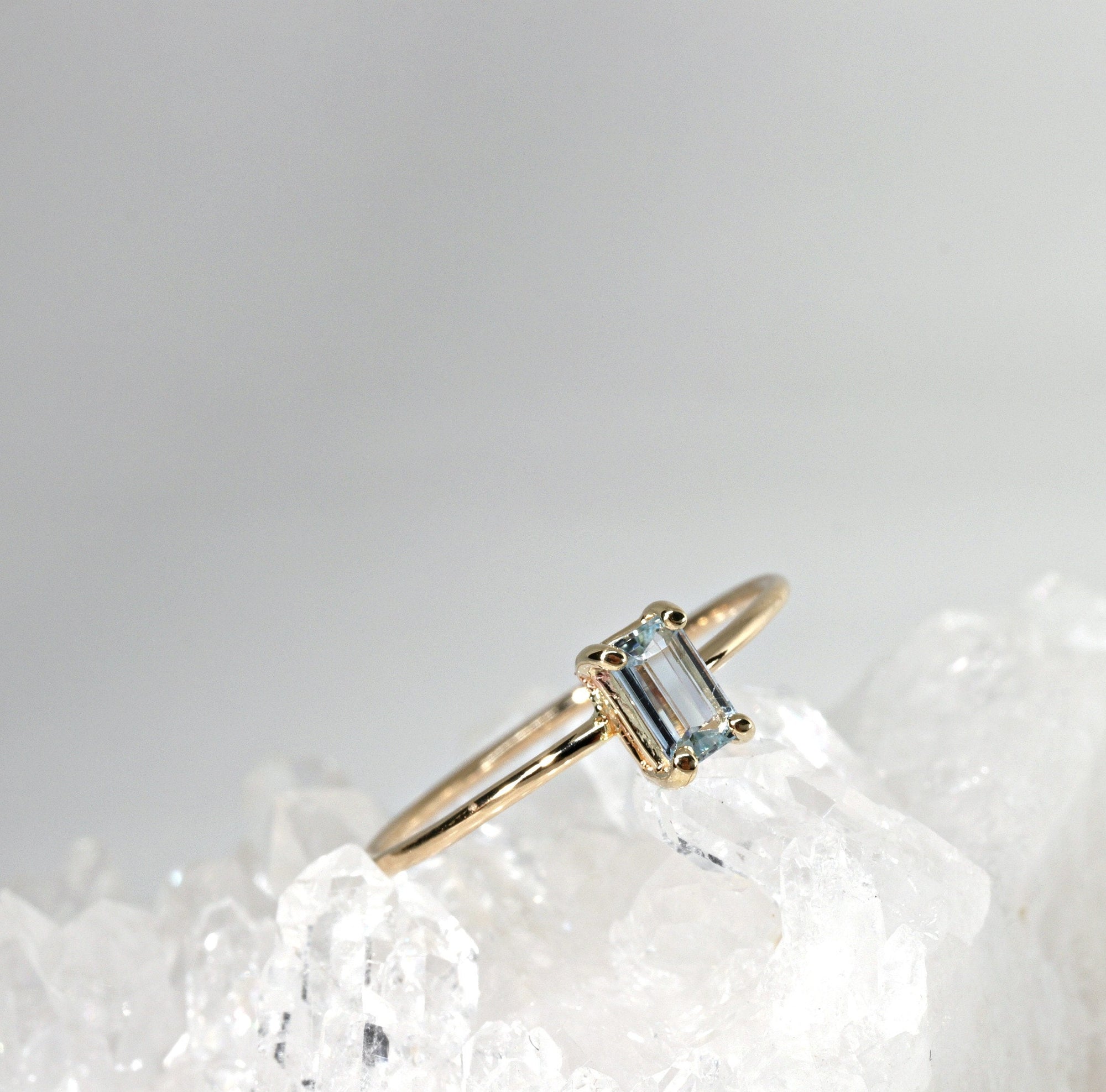 Emerald Cut Aquamarine Engagement Ring