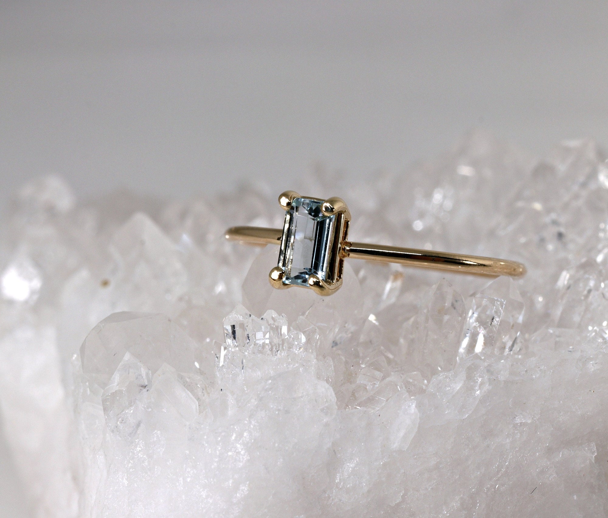 Emerald Cut Aquamarine Engagement Ring