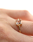 Morganite Engagement Ring 14k Gold. Princess Cut Morganite Ring. A gold ring with a square-shaped clear gemstone