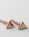 Triangle Stud Earrings, 14k Solid Rose Gold Minimal Earrings - Melt'm Jewelry