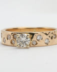 14k Gold Flush Set Diamond Wedding Band, Diamond Gypsy Ring - Melt'm Jewelry
