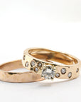 14k Gold Flush Set Diamond Wedding Band, Diamond Gypsy Ring - Melt'm Jewelry